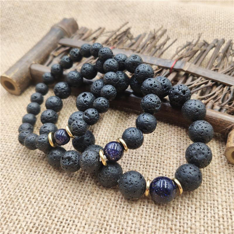 KarmaRipple's Lava Rock Goldstone Blue Sandstone Balancing Bracelet p9
