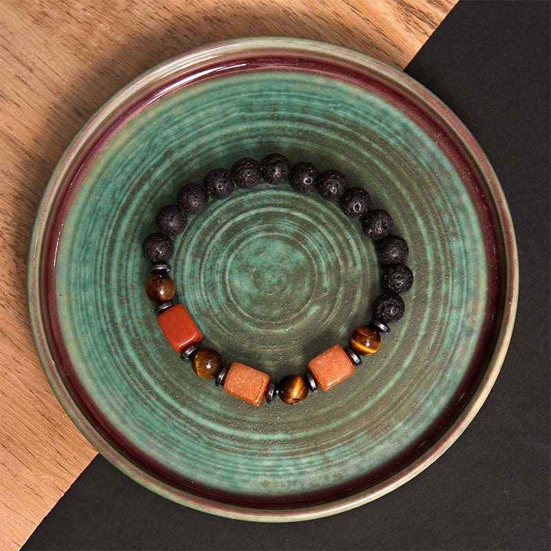 KarmaRipple's Various Crystals Lava Rock Calm Bracelet p52