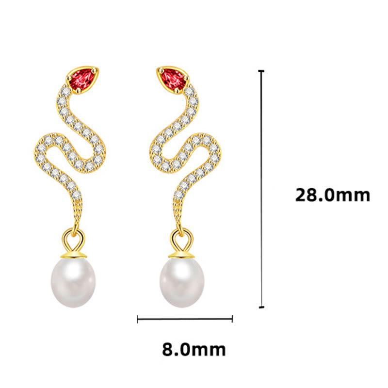 KarmaRipple's 925 Sterling Silver Pearl Year Of The Snake Blessing Earrings p9