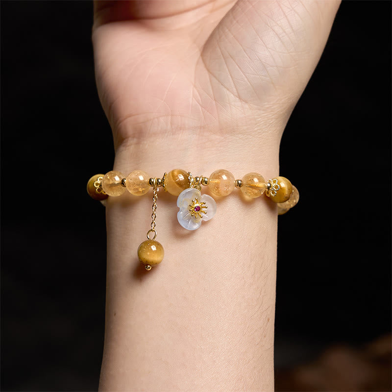 KarmaRipple's Citrine Tiger Eye Flower Talisman Generosity Bracelet p6