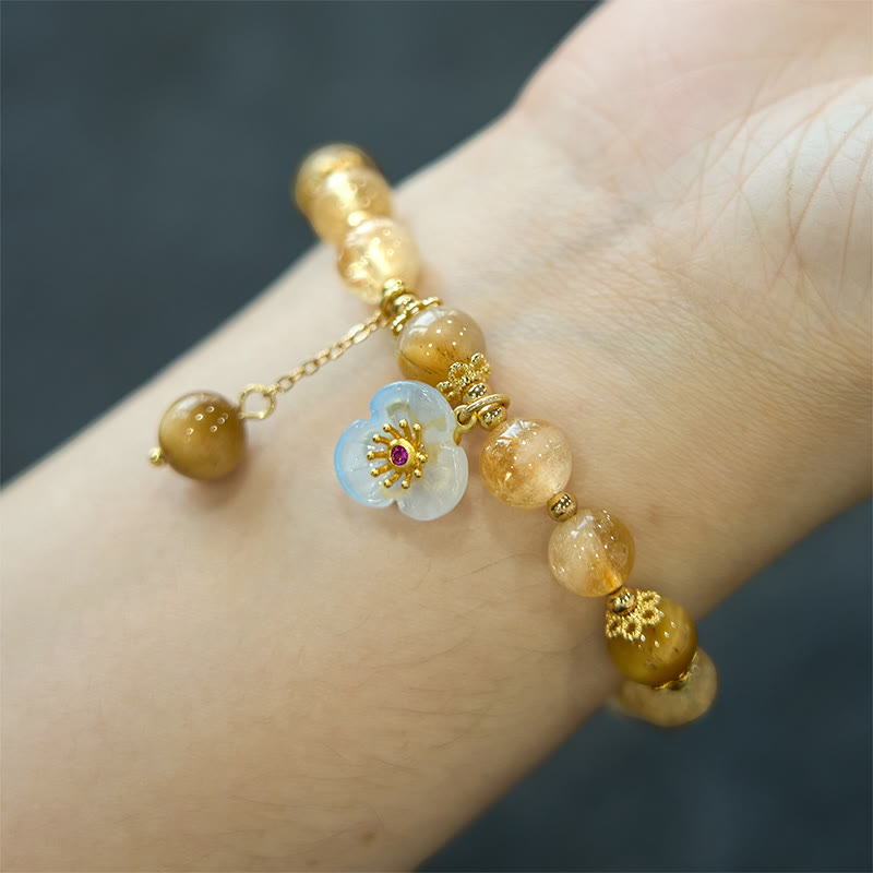 KarmaRipple's Citrine Tiger Eye Flower Talisman Generosity Bracelet p5