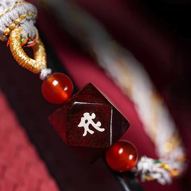 KarmaRipple's Chinese Zodiac Natal Buddha Small Leaf Red Sandalwood Red String Protection Bracelet p15