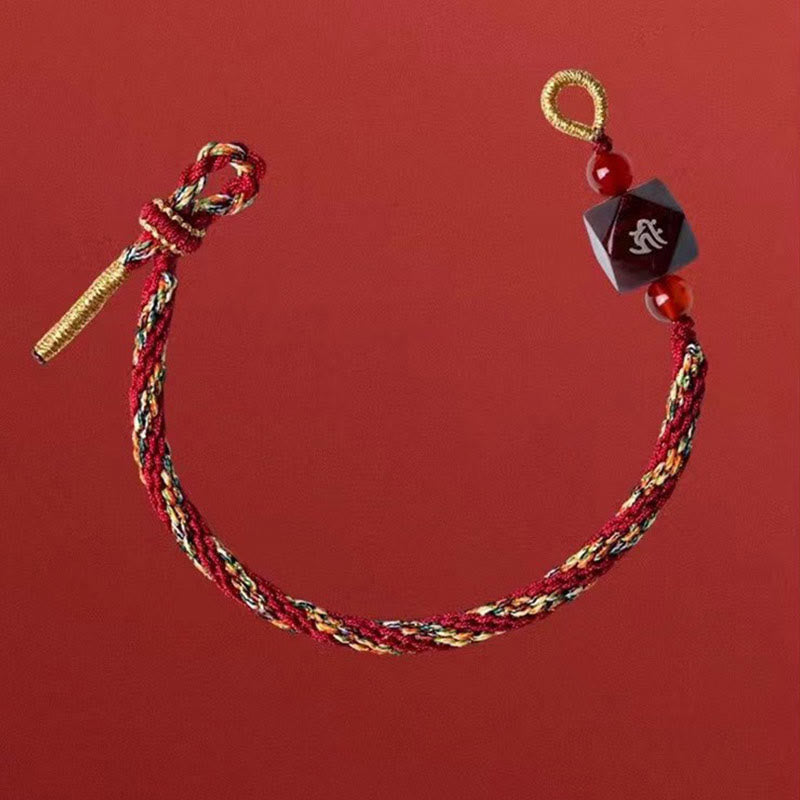 KarmaRipple's Chinese Zodiac Natal Buddha Small Leaf Red Sandalwood Red String Protection Bracelet p19
