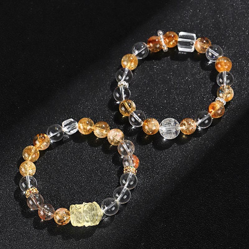 KarmaRipple's Authentic Citrine Pearl Topaz Ivory Gemstone Protection Bracelet p15
