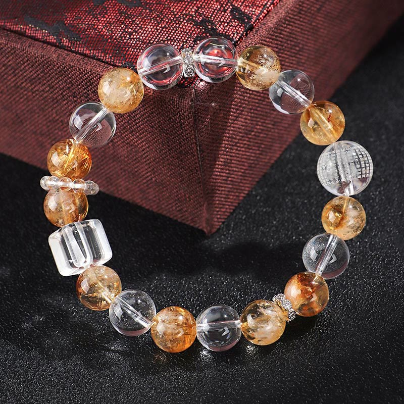 KarmaRipple's Authentic Citrine Pearl Topaz Ivory Gemstone Protection Bracelet p12