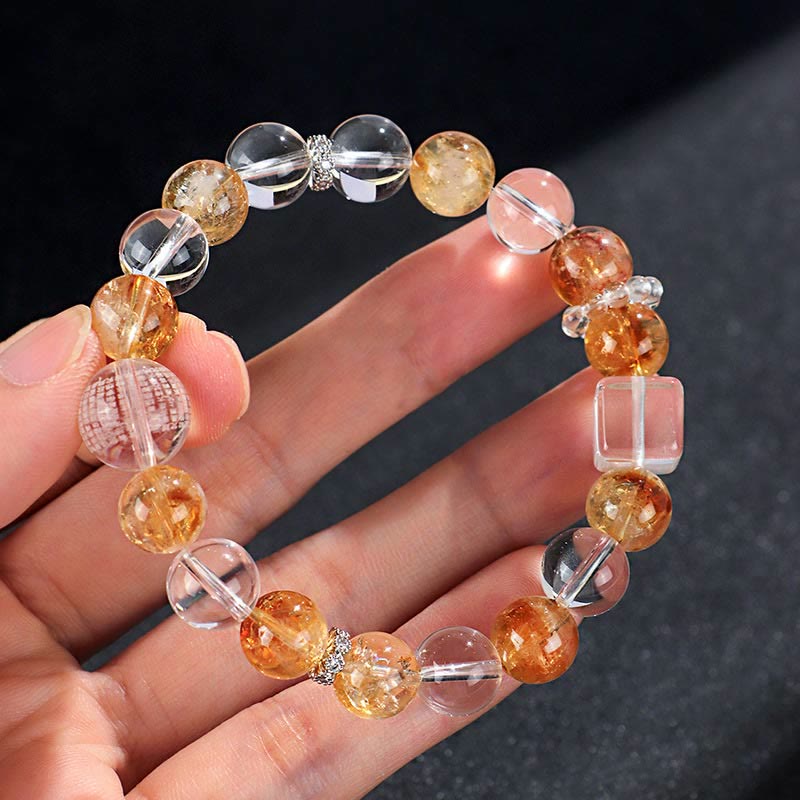 KarmaRipple's Authentic Citrine Pearl Topaz Ivory Gemstone Protection Bracelet p13