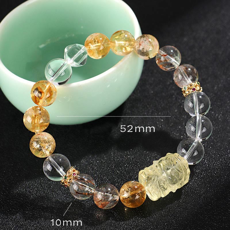 KarmaRipple's Authentic Citrine Pearl Topaz Ivory Gemstone Protection Bracelet p2