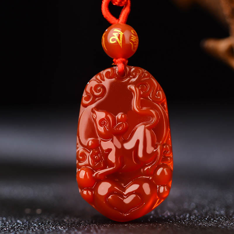 KarmaRipple's Chinese Zodiac Red Agate Fortune Pendant Necklace p2