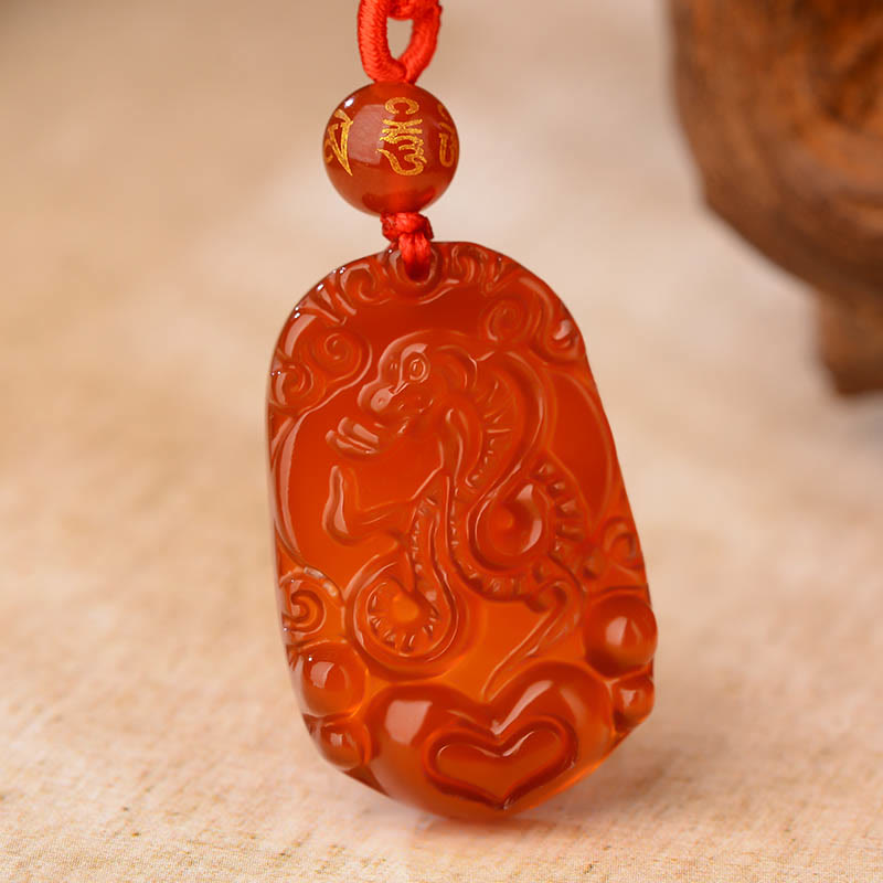KarmaRipple's Chinese Zodiac Red Agate Fortune Pendant Necklace p15