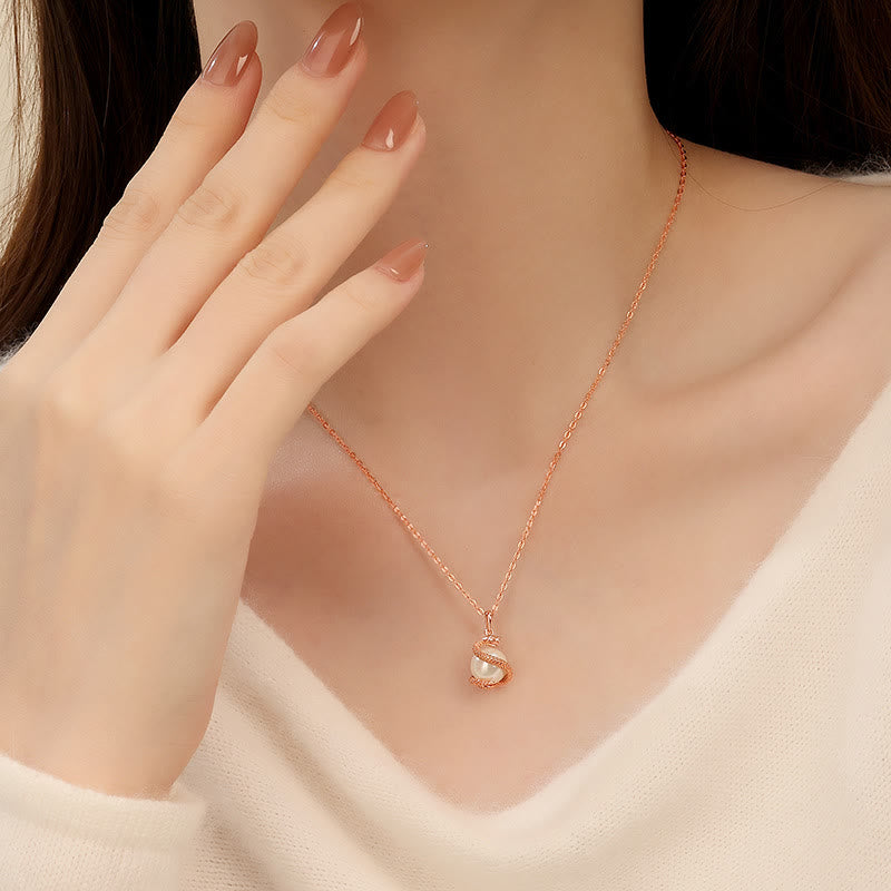 KarmaRipple's 925 Sterling Silver Pearl Year Of The Snake Balance Blessing Pendant Necklace p3