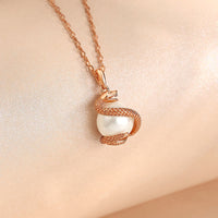KarmaRipple's 925 Sterling Silver Pearl Year Of The Snake Balance Blessing Pendant Necklace