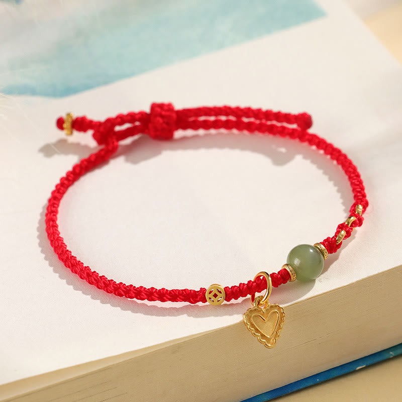 KarmaRipple's 925 Sterling Silver Hetian Jade Bead Bronze Coin Love Heart Talisman Fortune Bracelet p4