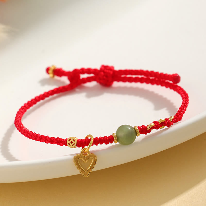 KarmaRipple's 925 Sterling Silver Hetian Jade Bead Bronze Coin Love Heart Talisman Fortune Bracelet p5