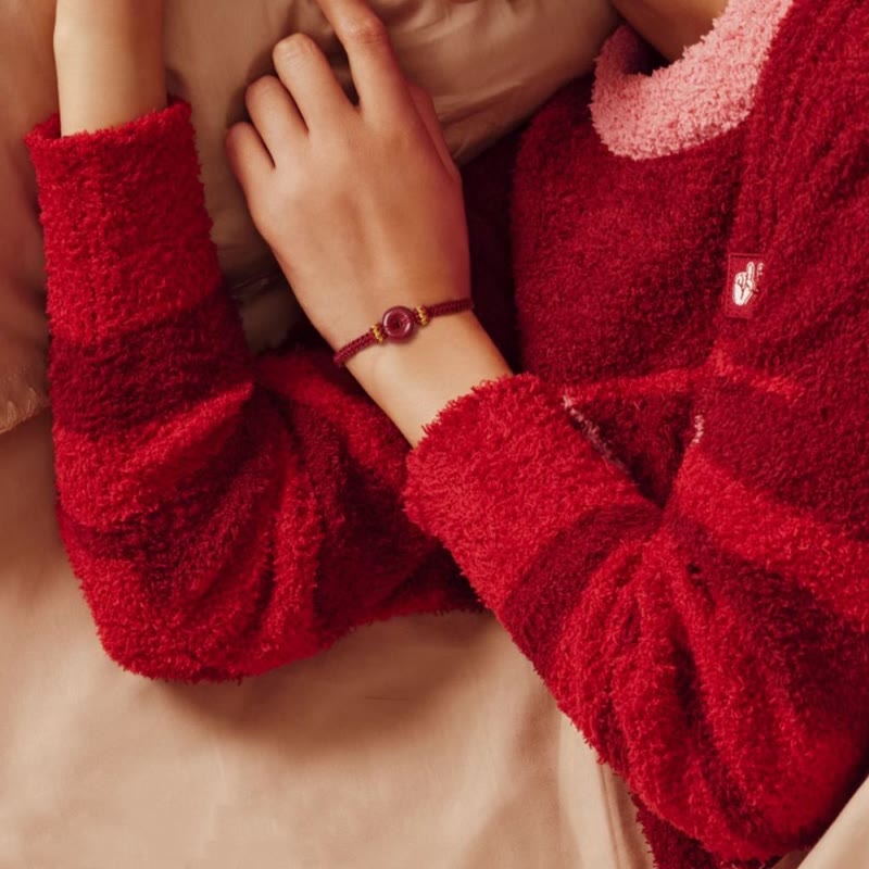 KarmaRipple's Handmade Cinnabar Round Peace Buckle Concentration Woven Bracelet p15