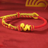 KarmaRipple's 999 Gold Beadwork Red String Year Of The Snake Fortune Bracelet
