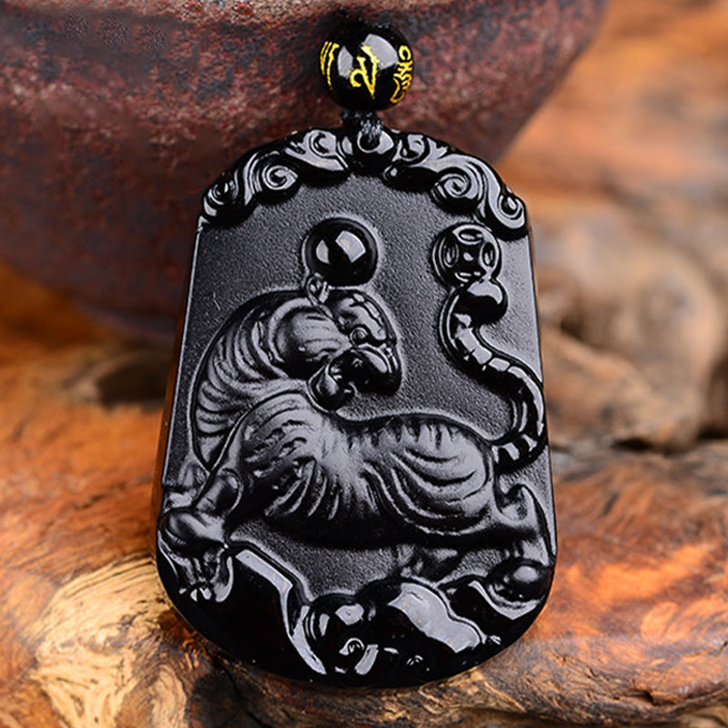 KarmaRipple's Chinese Zodiac Obsidian Purification Fulfilment Pendant Necklace p4