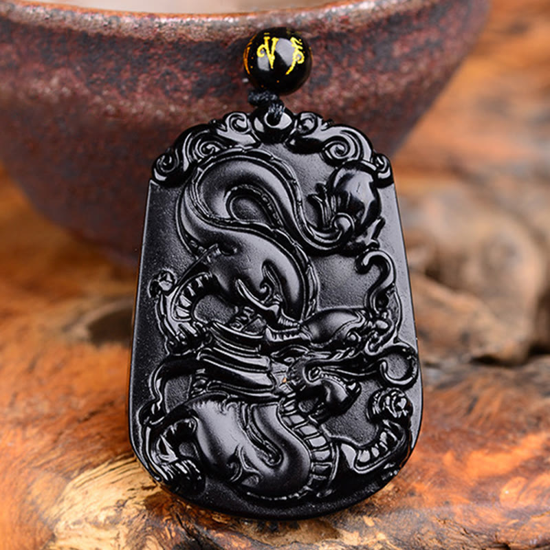 KarmaRipple's Chinese Zodiac Obsidian Purification Fulfilment Pendant Necklace p6