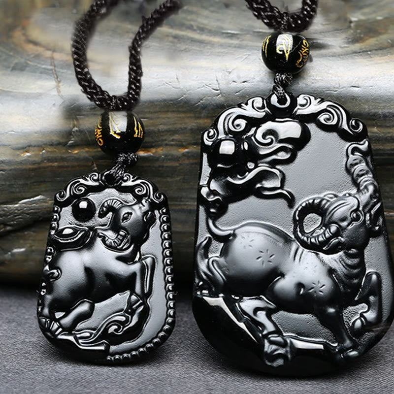KarmaRipple's Chinese Zodiac Obsidian Purification Fulfilment Pendant Necklace p29