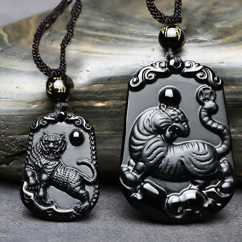 KarmaRipple's Chinese Zodiac Obsidian Purification Fulfilment Pendant Necklace p30