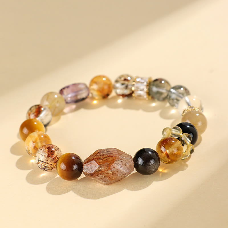 KarmaRipple's Super Seven Gemstone Topaz Obsidian Tiger Eye Positivity Bracelet p5