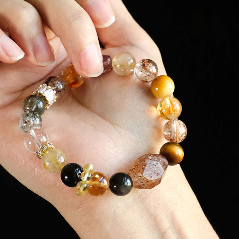 KarmaRipple's Super Seven Gemstone Topaz Obsidian Tiger Eye Positivity Bracelet p6