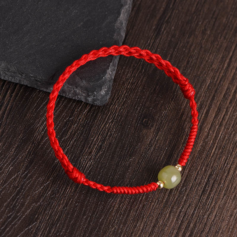 KarmaRipple's Authentic Hetian Jade 999 Gold Beadwork Protection Fortune Woven Bracelet Anklet p25