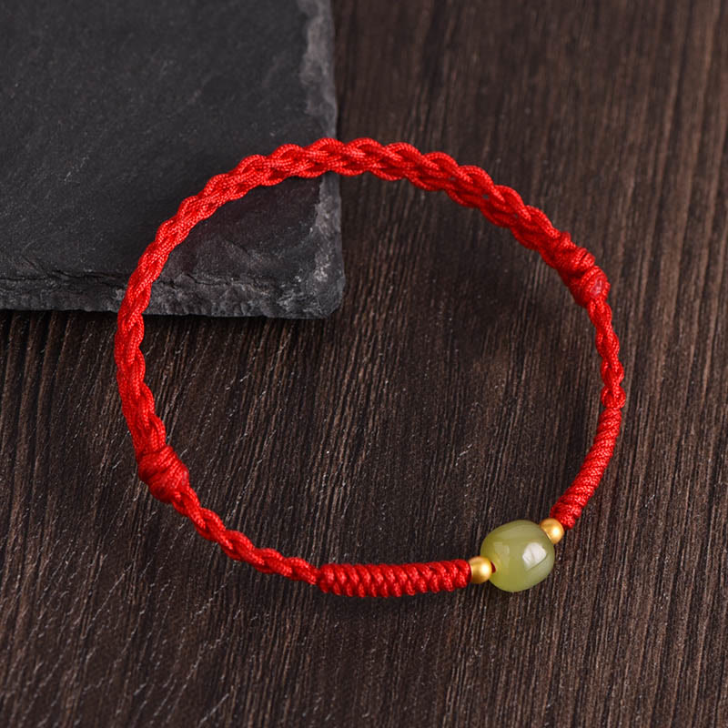 KarmaRipple's Authentic Hetian Jade 999 Gold Beadwork Protection Fortune Woven Bracelet Anklet p4