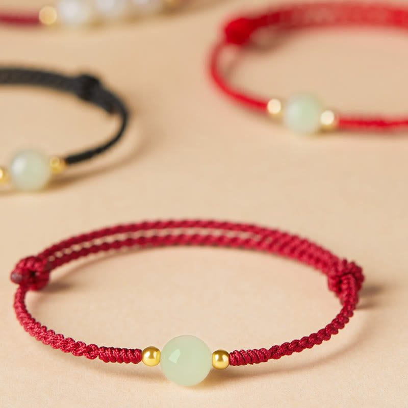 KarmaRipple's Authentic Hetian Jade Peace Buckle Fu Character Protection Fortune Woven Bracelet p16