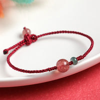 KarmaRipple's Authentic Strawberry Quartz Jade Ivory Agate Red String Positive Bracelet