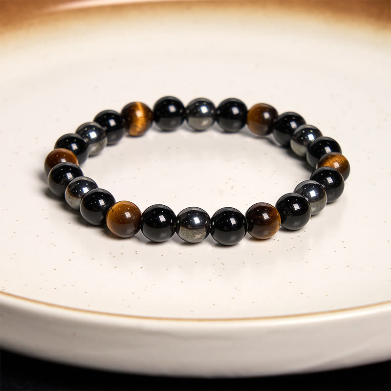 KarmaRipple's Authentic Tiger's Eye Obsidian Hematite Positive Powerful Bracelet p7