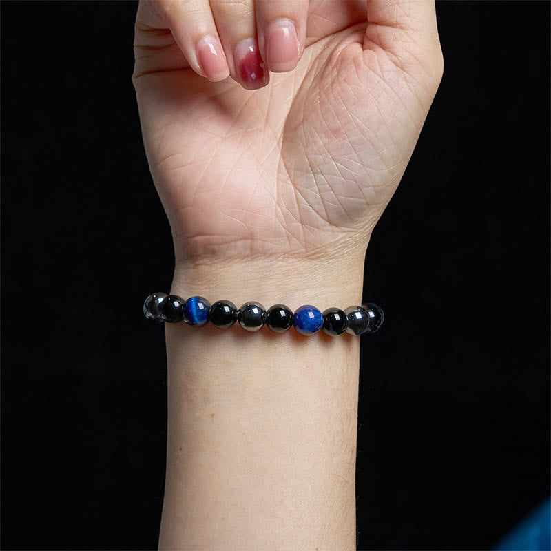 KarmaRipple's Authentic Tiger's Eye Obsidian Hematite Positive Powerful Bracelet p22