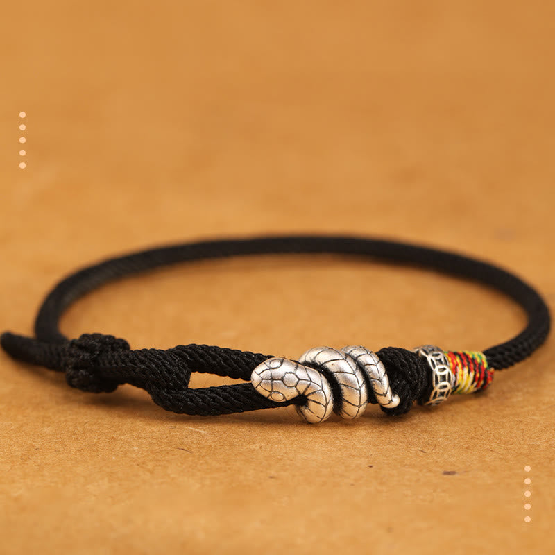 KarmaRipple's Red String 925 Sterling Silver Year of the Snake Coin Ring Snake Fortune Bracelet p12