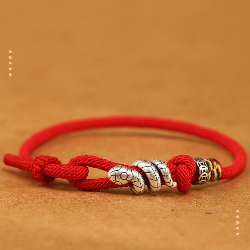 KarmaRipple's Red String 925 Sterling Silver Year of the Snake Coin Ring Snake Fortune Bracelet p14