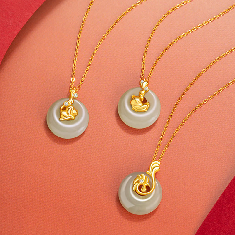 KarmaRipple's Chinese Zodiac Hetian Jade 925 Sterling Silver Abundance Pendant Necklace p16