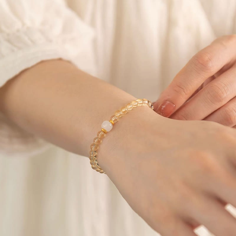 KarmaRipple's Small Citrine Jade Beadwork Prosperity Bracelet p6