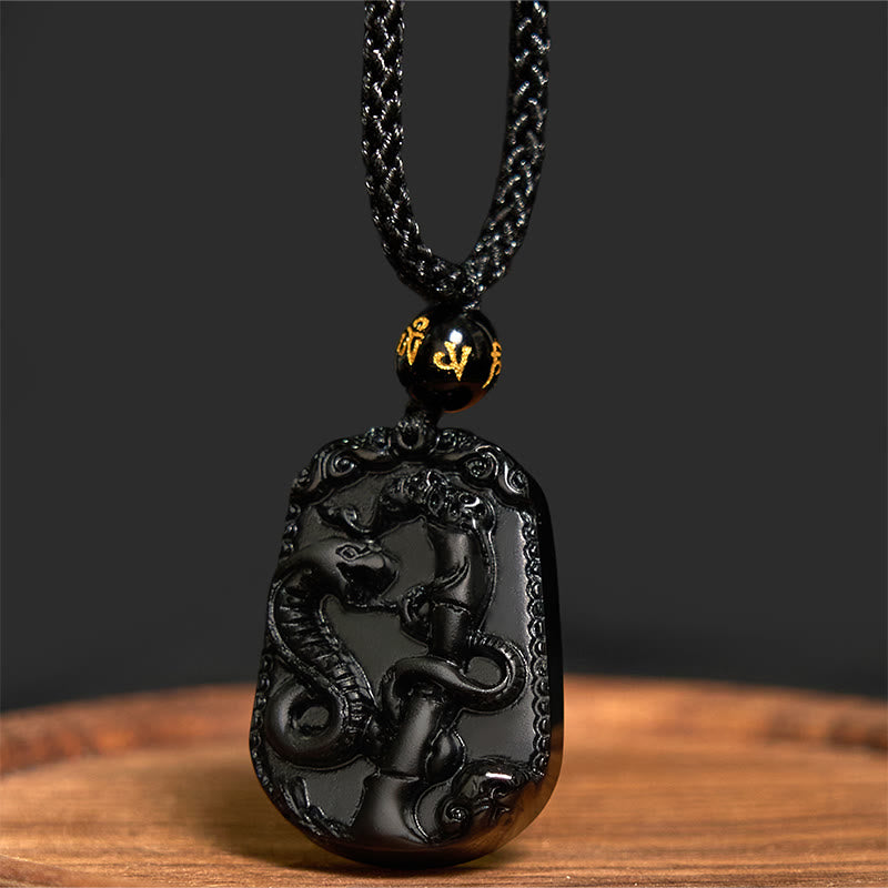KarmaRipple's Chinese Zodiac Obsidian Purification Fulfilment Pendant Necklace p24