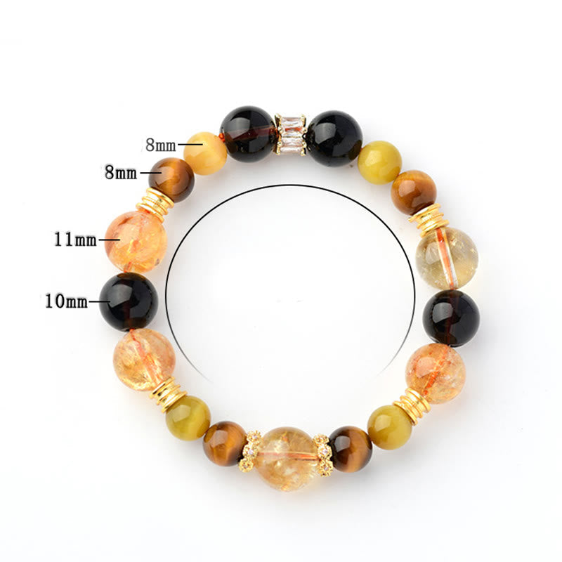 KarmaRipple's Authentic Citrine Smoky Quartz Tiger Eye Duobao Gemstone Prosperity Bracelet p3