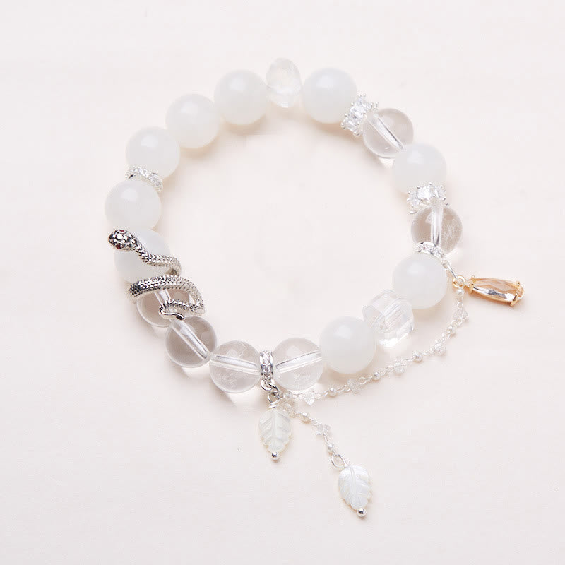 KarmaRipple's Ivory Gemstone Ivory Jade Bead Snake Fortune Bracelet p10