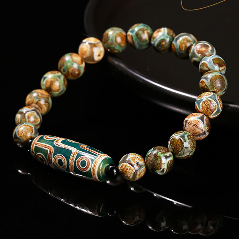 KarmaRipple's Tibetan Nine-eye Dzi Bead Authentic Sandalwood Ivory Cat's Eye Agate Power Protection Bracelet p9