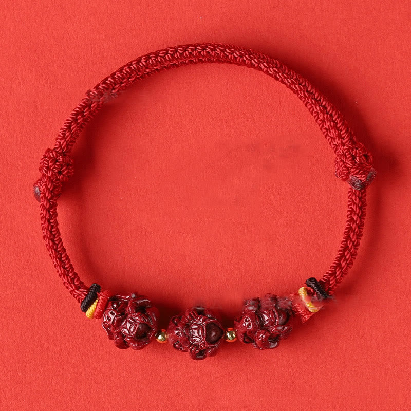 KarmaRipple's Handmade Red String Cinnabar Chinese Zodiac Woven Blessing Bracelet p29