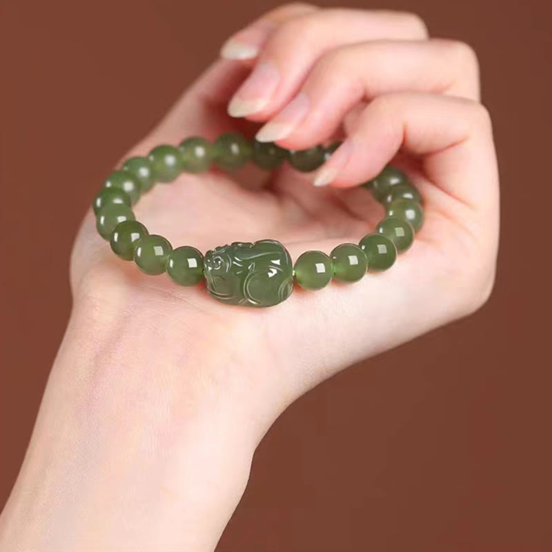 KarmaRipple's Authentic Hetian Jade PiXiu Carved Fortune Bracelet p10