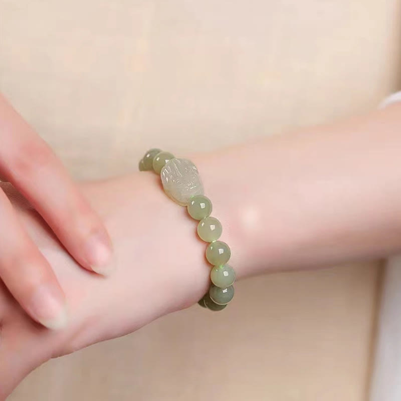 KarmaRipple's Authentic Hetian Jade PiXiu Carved Fortune Bracelet p8