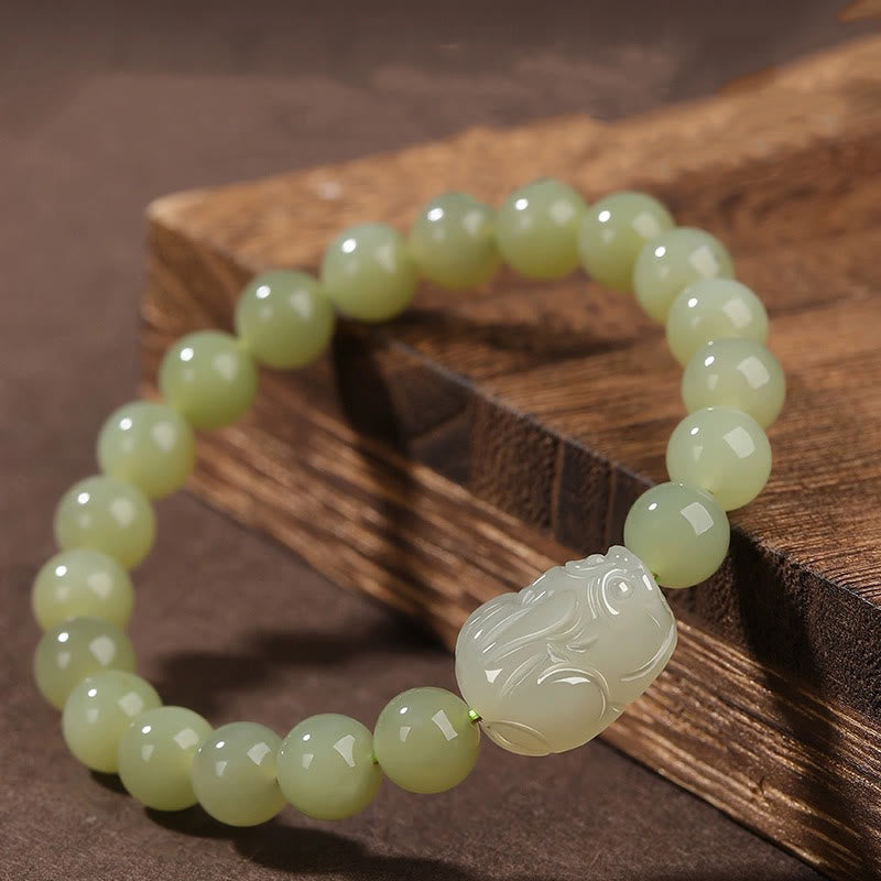 KarmaRipple's Authentic Hetian Jade PiXiu Carved Fortune Bracelet p2