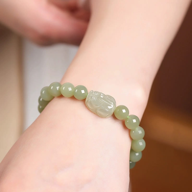 KarmaRipple's Authentic Hetian Jade PiXiu Carved Fortune Bracelet p5