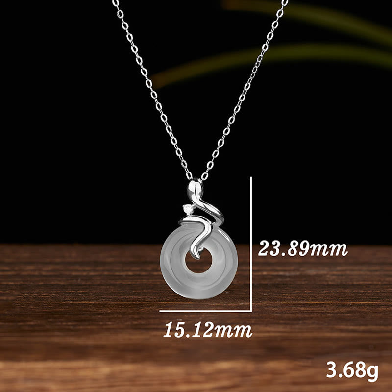 KarmaRipple's 925 Sterling Silver Year Of The Snake Chalcedony Peace Buckle Positive Pendant Necklace p9