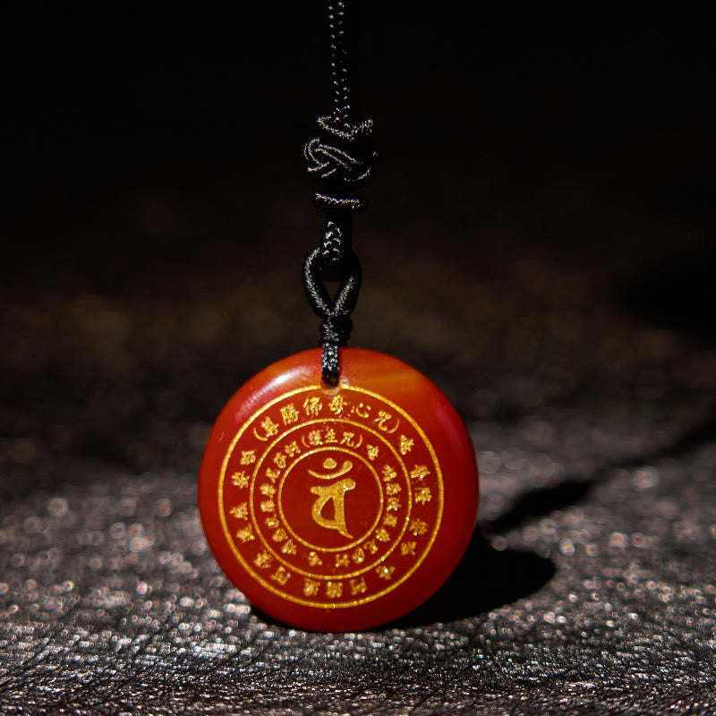 KarmaRipple's Vairocana Tathagata Sanskrit Mantra Various Gemstone Black Obsidian Green Aventurine Strength Pendant Necklace p4