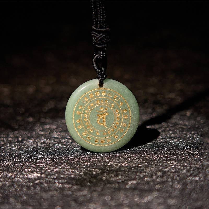 KarmaRipple's Vairocana Tathagata Sanskrit Mantra Various Gemstone Black Obsidian Green Aventurine Strength Pendant Necklace p19