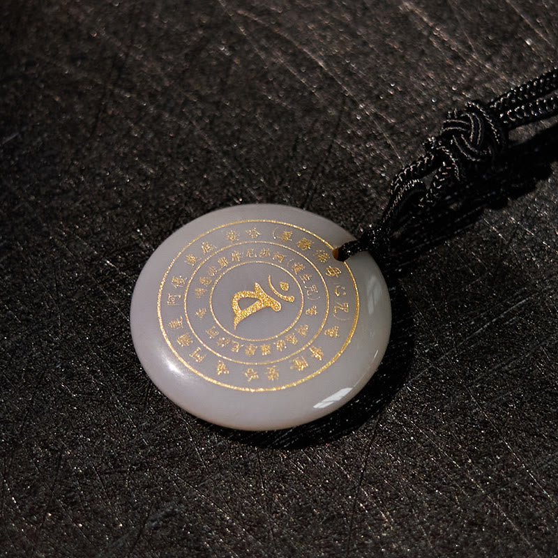 KarmaRipple's Vairocana Tathagata Sanskrit Mantra Various Gemstone Black Obsidian Green Aventurine Strength Pendant Necklace p32