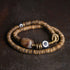 Green Sandalwood Brass Dzi Bead Black Onyx / 14-14.5cm