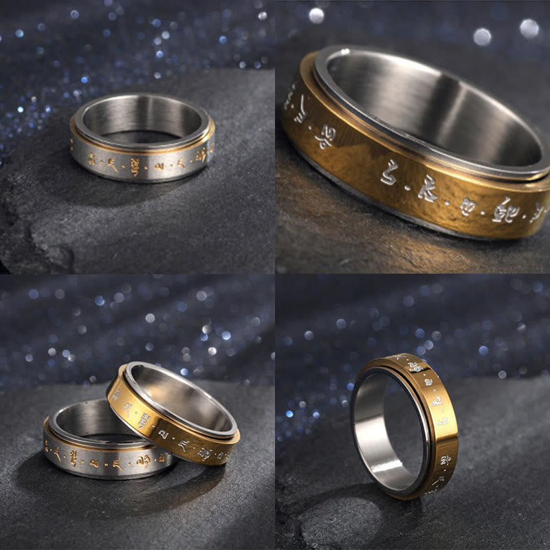 KarmaRipple's Tibetan Mantra Titanium Steel Balance Rotatable Ring p17
